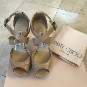Jimmy Choo sandals nude patent leather size 35